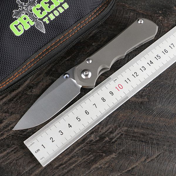 Coltello pieghevole Green Spike Mini Inkosi Blade M390 Maniglia TC4 Titanium Strumento EDC per la casa da pesca portatile da campeggio esterno