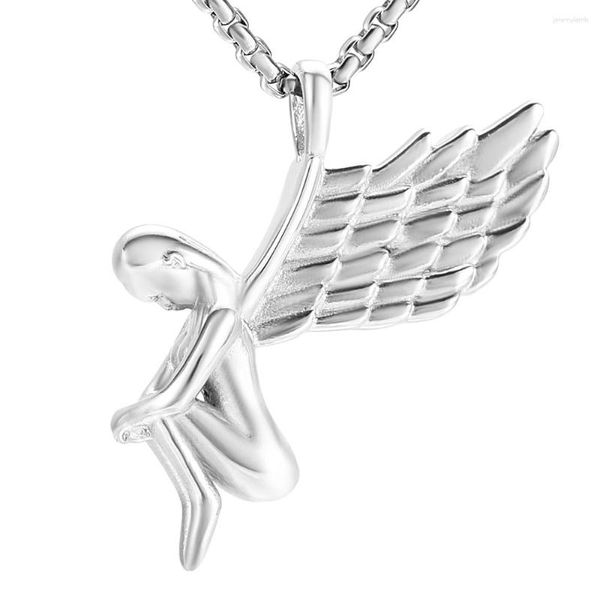 Collane con pendente JJ002!!! Collana con urna crematoria per fata angelo in acciaio inossidabile 316l per donne, gioielli commemorativi, tenere ceneri/imbuto