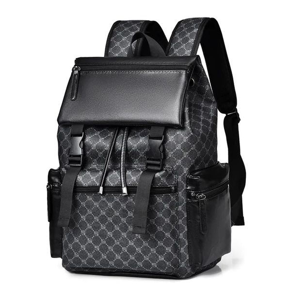 Mochila escolar masculina de luxo, grande capacidade, couro, viagem, casual, estudante, mochila escolar, à prova d'água, bolsa para laptop 230927