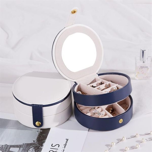Nova caixa de jóias simples pequena caixa de armazenamento de jóias brincos anel colar caso de armazenamento viagem cosméticos beleza organizador recipiente y319d