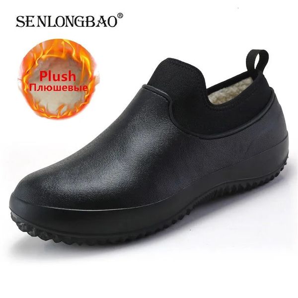 Regenstiefel Herrenschuhe Küchenarbeitsschuhe Fügen Sie Baumwolle hinzu rutschfeste wasserdichte Kochschuhe Lässige Unisex-Arbeitsschuhe Wasserschuhe Regenbaumwollstiefel 230927