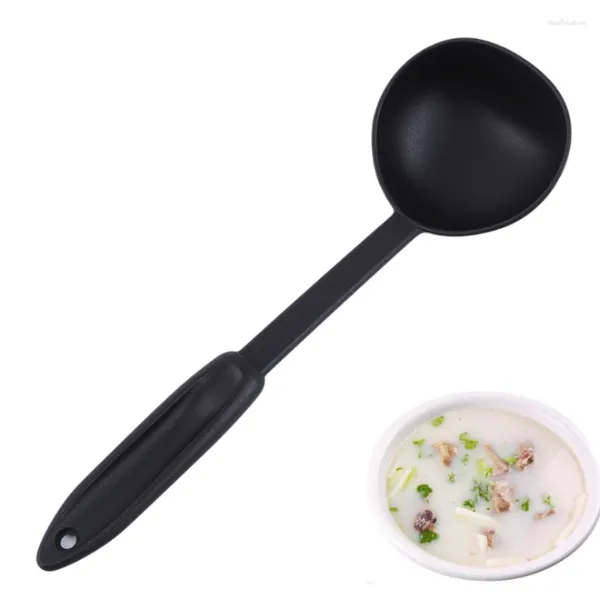 Cucchiai di alta qualitàCucina da zuppa Cucchiaio Pentole Mestolo di plastica Colore nero Mestolo da cucina adatto per servire utensili StrumentiStoviglie