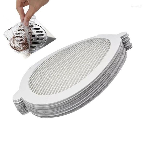 Set di accessori per il bagno Filtro per scarico a pavimento del bagno 10 pezzi Catcher per capelli in fibra di vetro a rete autoadesiva per doccia rotonda per appartamento domestico bianco