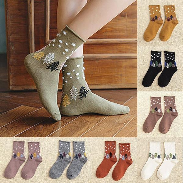 Meias masculinas 1Pair Fashion Rolled Cotton Mid Tube Casual Christmas Polka Dot Boot Mulheres Aquecidas