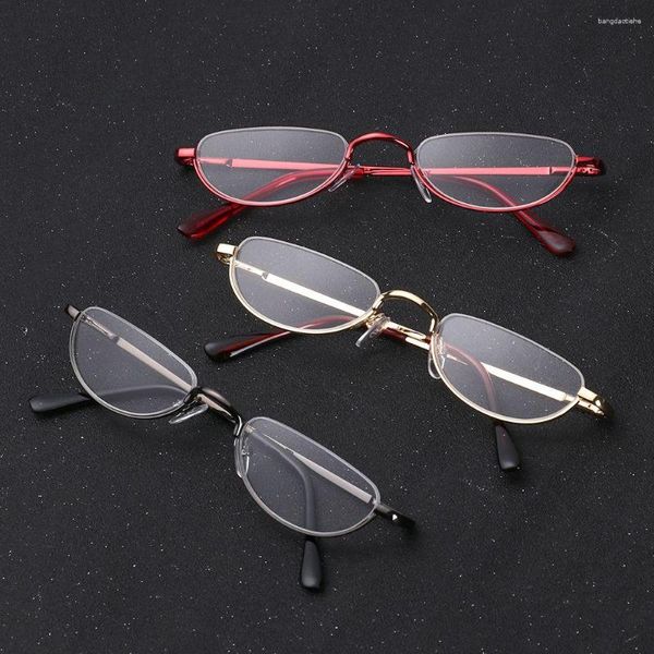 Óculos de sol 1 pc semilune metal mola dobradiça óculos de leitura meio quadro ultra leve resina óculos visão cuidados 1.00- 4.0 dioptria