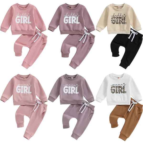 Giyim setleri yürümeye başlayan çocuk bebek kız kıyafetleri Daddys kız mektubu baskı uzun kollu kazak sweatshirts jogger pantolon bebek sonbahar kıyafetleri 230927