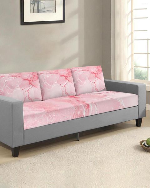 Cadeira cobre textura de mármore rosa sofá assento capa de almofada protetor de móveis estiramento lavável removível elástico slipcovers