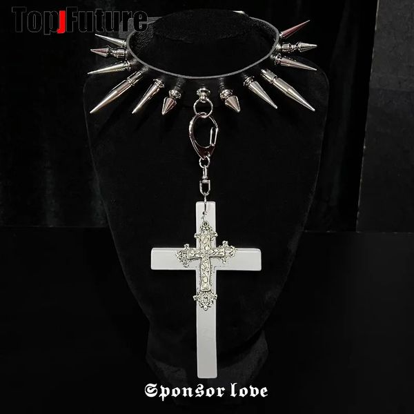 Chokers Harajuku Gotik Kadınlar Corss Cosplay Punk Kolye Başak Sokak Giyim Sokak Kültürü Y2K Kız Yaka Kalp Pu Deri Ceza 230927