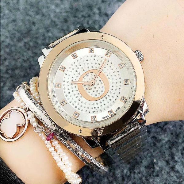 2023 neue Mode Marke Frauen Mädchen kristall stahl metall band Quarz armbanduhr Großhandel Kostenloser Versand Geschenk gold uhr