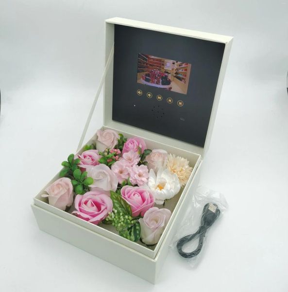 Envoltório de presente personalizado 4,3 polegadas tela lcd controle de luz caixa de cartão de música player de vídeo para apresentação de produtos de jóias