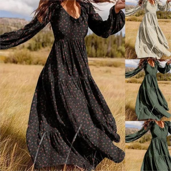 Casual Kleider Kreative 2023 Herbst/Winter Mode Büro Stil frauen Chiffon Pullover V-ausschnitt Große Schaukel Kuchen Kleid Frauen