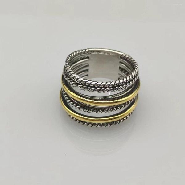Cluster-Ringe von hoher Qualität, David Youman, Großhandel mit verdrehtem Draht, versilbert, zweifarbige Ringe, Geschenke für Männer und Frauen