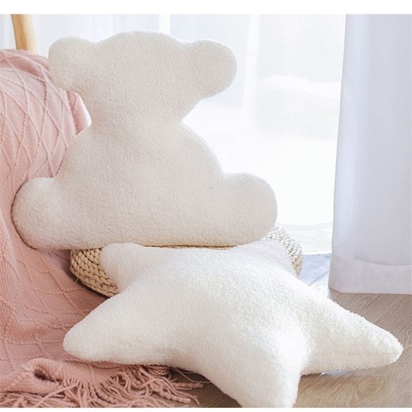 Almofadas de pelúcia Almofadas Super Soft White Clould Star Pillow Stuffed Animals Estilo Throw Pillow Almofada Bear Cat Dog Back View Toy Home Decor Pillow 230926