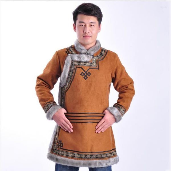 Ethnische Kleidung Winter Traditionelle Männer Baumwolljacke Tang-Anzug Mongolischer Mantel Retro-Stil Lässige warme dicke Tops