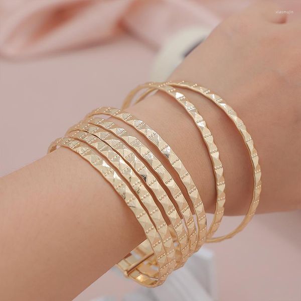 Bangle estilo europeu cor de ouro pulseira multi-camada de metal pulso bijou redondo manguito pulseiras de luxo casamento noiva jóias