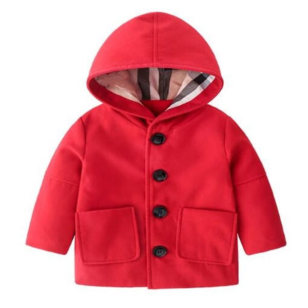 Kindermantel für Jungen und Mädchen, aus Wolle, Herbst und Winter, Prinzessin, einfarbig, mittellang, einreihig, Windjacke, Mantel, modisch, kariert, Kinderkleidung