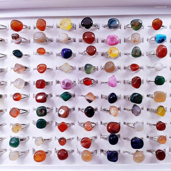 Anéis de cluster 20 pcs irregular seixo pedra natural para mulheres e homens acessórios de banda de casamento mix moda jóias presente