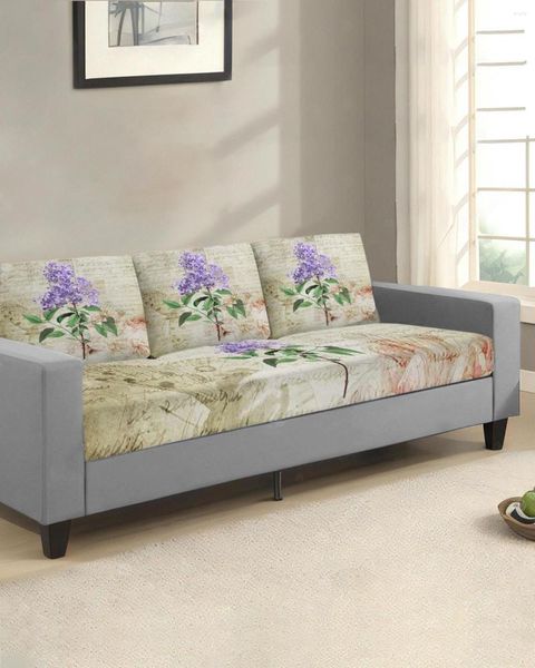 Чехлы на стулья, винтажные чехлы на сиденья с растениями лаванды и фиолетовыми цветами, защита для дивана, эластичные моющиеся съемные эластичные чехлы