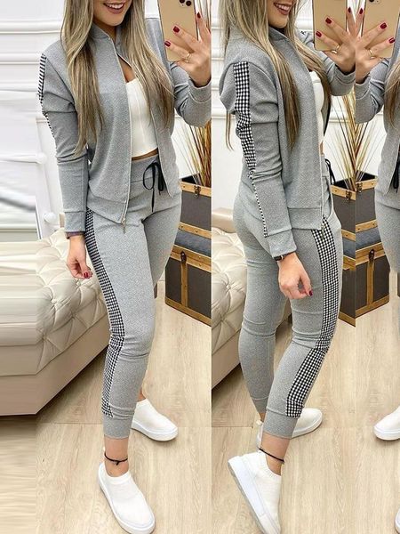 Pantaloni a due pezzi da donna Completi a due pezzi da donna Autunno Tuta da donna con cerniera Top e pantaloni Tuta sportiva casual Inverno Set da 2 pezzi da donna 230926