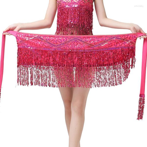 Abbigliamento da palcoscenico Abiti sexy per danza del ventre tribale Accessori per costumi zingari Avvolgere con frange Cinture egiziane Sciarpa per fianchi Cintura da danza orientale