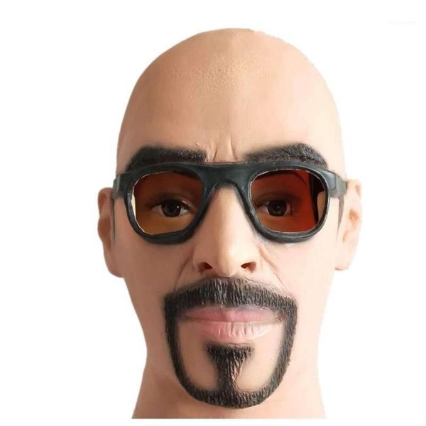 Máscaras de festa artificial homem máscara de látex capuz perucas barba humano disfarce brincadeira traje de halloween realista silicone masculino real2612