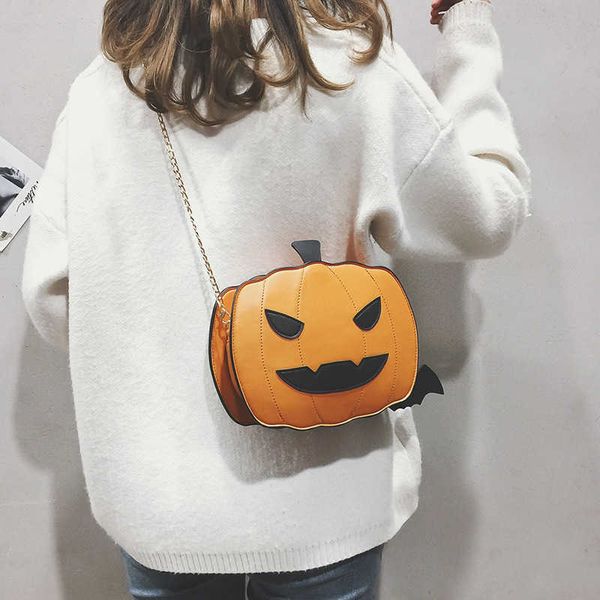 Divertente borsa piccola con catena di zucca da donna demone di Halloween versione coreana cartone animato carino tracolla a spalla 230927