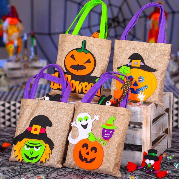 Borsa di Halloween Fantasma Festival Puntelli Borsa di zucca per bambini Borsa di caramelle Borsa di stoffa della strega 230915