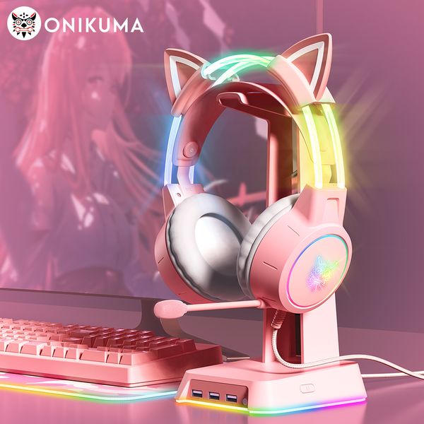 Fones de ouvido ONIKUMA X15 Pro Fones de ouvido com fio com feixe de cabeça RGB Flexível Mic Button Control Gaming Headset Gamer para Compute PC 230927