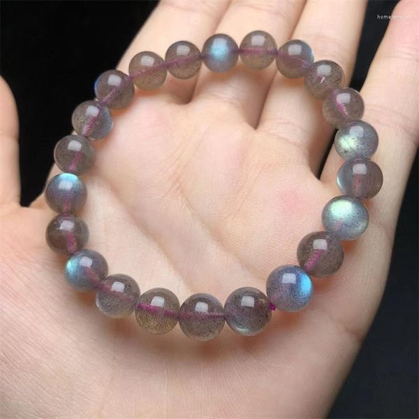 Link-Armbänder, 8 mm, natürliches lila Labradorit-Armband, String-Charms, modisch, personalisierbar, für Männer und Frauen, Edelstein-Schmuck, Liebhaber-Geschenk, 1 Stück