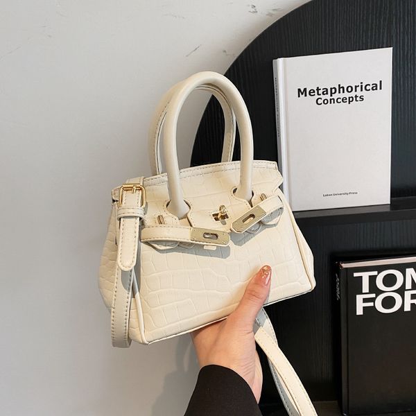 Borsa moda Donna Totes Borse a tracolla Borsa in pelle con motivo pietra Sciarpa Fascino Alta qualità Con spallacci