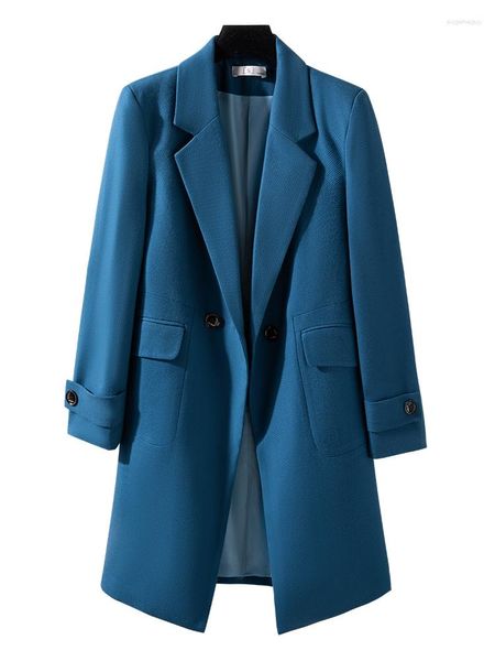 Abiti da donna Autunno Inverno Capispalla da donna Blazer formale Rosa Nero Blu navy Rosso Cappotto da giacca lunga da ufficio da donna da ufficio