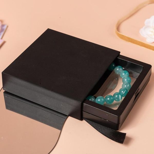 Sacchetti per gioielli 1 pz Mini cassetto Scatola portaoggetti in pellicola PE Contenitore quadrato trasparente Anello Orecchini Collana Espositore