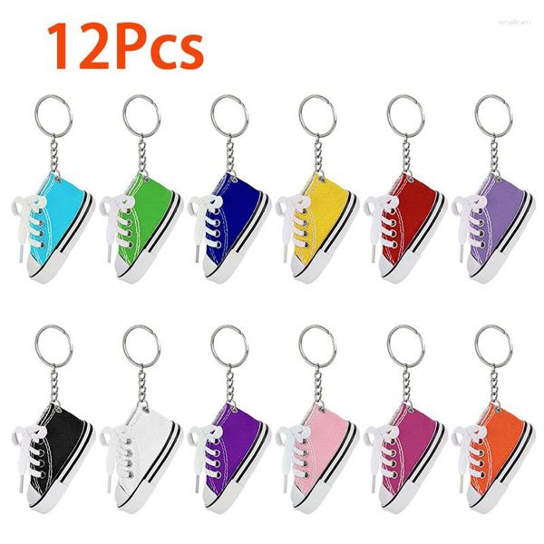 Chaveiros 12pcs 3D bonito mini lona chaveiro tênis sapatos esportes sapato chaveiros