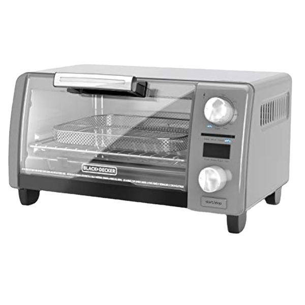 BlackDecker TOD1775G Crisp N Bake Air Fry Digitaler Toaster, 9 Pizzen oder 4 Scheiben Brot, Grau, Elektroofen