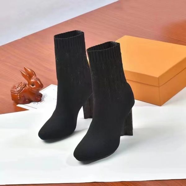 Top-Qualität Designer-Stiefel Silhouette Ankle Boot Martin Booties Stretch High Heel 10 cm Sneaker Winter Damenschuhe Chelsea Motorrad Reiten Frau Martin Größe 35-42