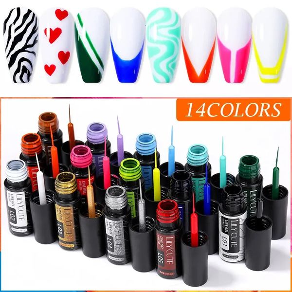 Nail Art Kits Lilycute 14/10 Farben 5 ml Linie polnisches Gel-Kit Design für UV-LED-Nägel Zeichnen DIY Malerei Lack Liner 230927