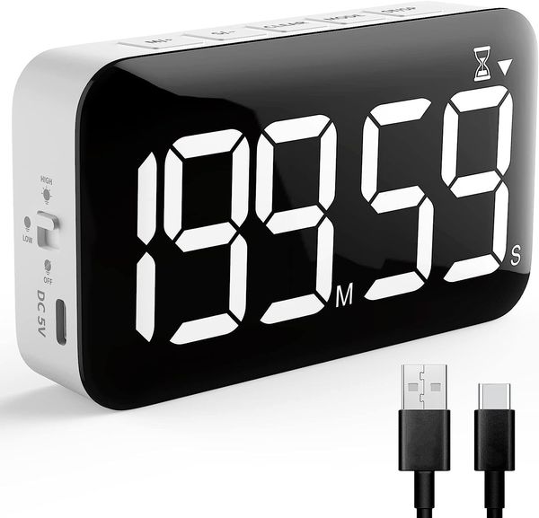 Küchentimer, wiederaufladbarer digitaler Küchentimer, großer LED-Magnet-Timer, Count-Up-Countdown-Timer, Kochen, Dusche, Studium, Stoppuhr, Timer 230926