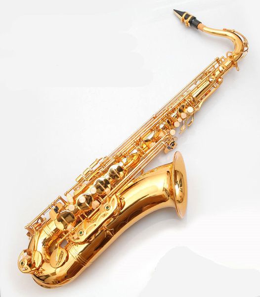 Saxofone tenor profissional banhado a ouro, latão, chave b, sensação mais confortável, tom de nível profissional, instrumento de jazz tenor 00