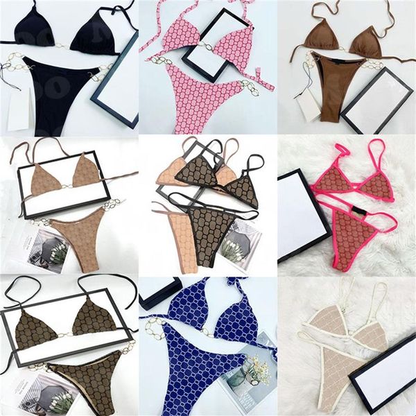 Mayo tasarımcısı kadınlar için mayolar seksi bikini iç çamaşırı nakış mektubu moda metal zinciri bikini mayolar 14 Styles293t