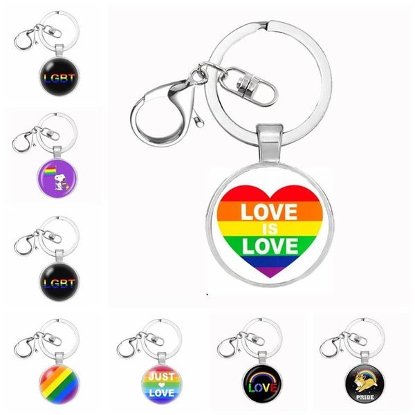 2021 Lgbt Pride Lesbiche Regalo Portachiavi Ciondolo Arcobaleno Gay Catena Chiave Portachiavi Anello Chaveiro Souvenir Llaveros Gioielli290p