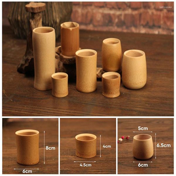 Xícaras de chá para casa estilo japonês bambu natural esculpido copo de água cerveja suco de café caneca artesanal de madeira