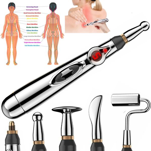 Massageador de corpo inteiro 35 cabeças caneta de acupuntura eletrônica Smart Pulse Meridian Energy Massage Pen Pain Relief Therapy Back Neck Face Beauty Roller 230926
