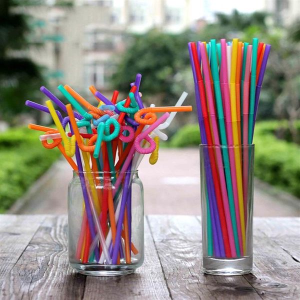 Экологически чистые 1000 шт. одноразовые цветные художественные соломинки для питья, сока, фруктовой колы, креативный стиль, соломинка для защиты окружающей среды, пластик Par274A