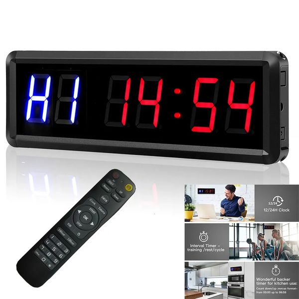 Schreibtisch-Tischuhren, 38,1 cm (15 Zoll), 6-stelliger LED-Timer, Boxen, Fitnessstudio, Crossfit, Tabata, EMOM, Intervall, programmierbarer Countdown, Stoppuhr, Echtzeituhr mit Summer, 230921