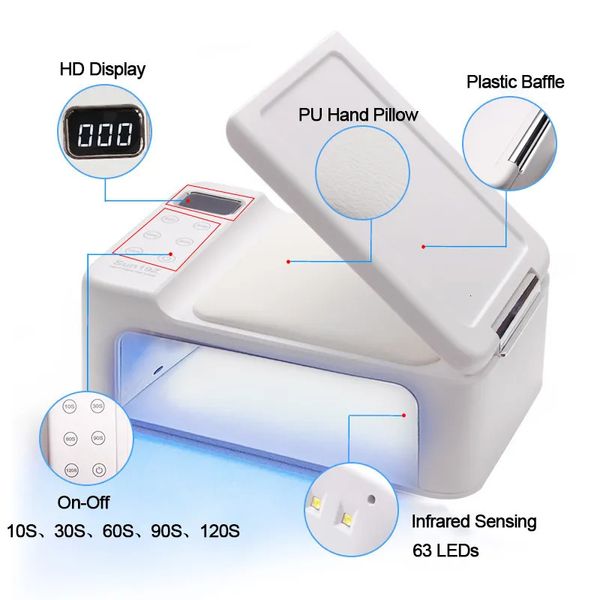 Secadores de unhas 288W lâmpada de secador para máquina com travesseiro de mão desgaste de alta potência secagem rápida polonês cozimento UV LED gel 230927