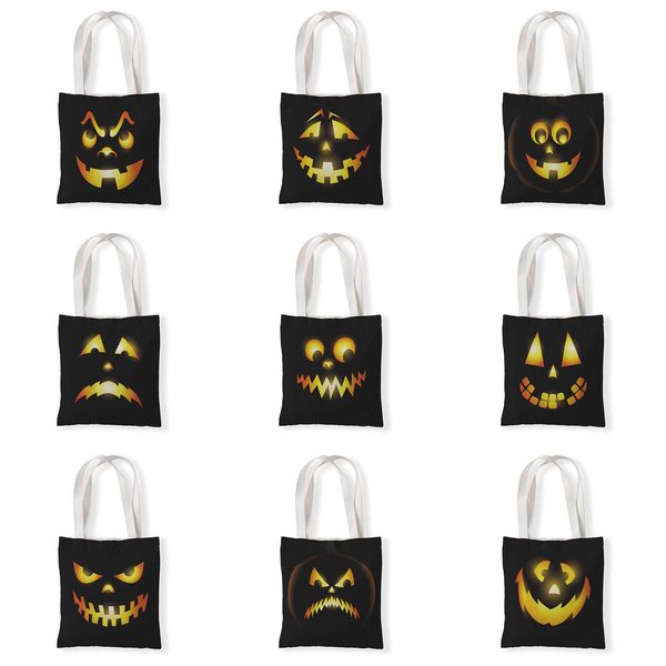 Halloween-Kürbis-farbiger Druck, eine Schulter, Student-Leinentasche, kleine tragbare Damentasche, Wechseltasche, lässige, vielseitige Tasche 230915