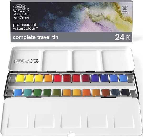 Outros materiais escolares de escritório Winsor ton Professional Cotman Watercolor Paint em caixa de metal 1224 Half Pans Qualidade e confiabilidade artística de alta qualidade 230927