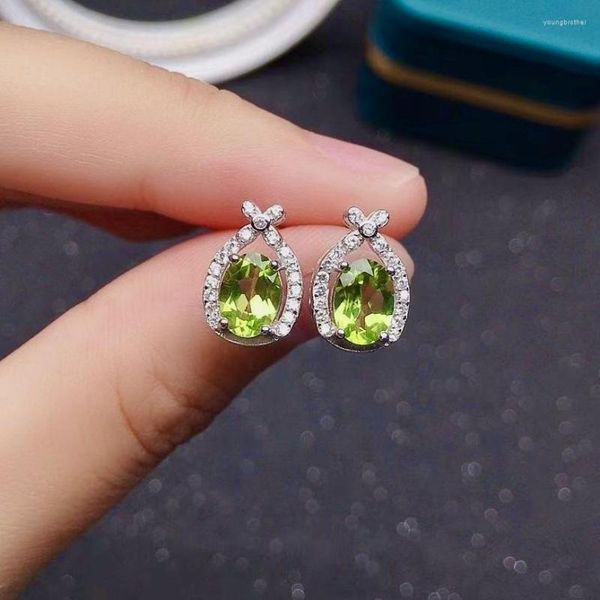 Ohrstecker, eleganter Peridot-Anhänger aus Sterlingsilber, 5 mm, 7 mm, VVS-Qualität, natürlicher 925-Schmuck