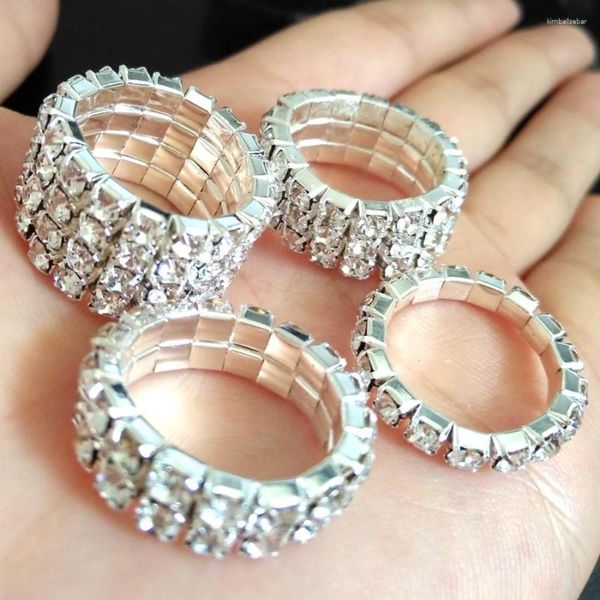 Обручальные кольца 20 шт. 1/2/3/4 ряда женские с кристаллами циркона для девочек, обручальные, гибкие, мягкие, с цирконием, элегантные свадебные
