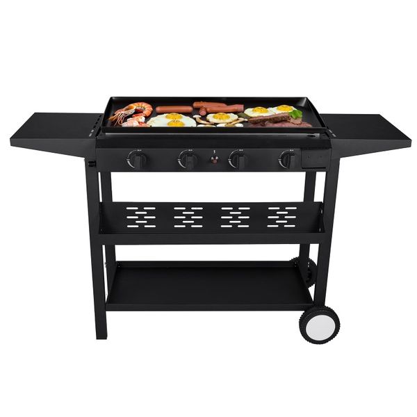 SUGIFT 4-Flammen-Gasgrill, tragbare flache Tisch-BBQ-Grill-Kochstation